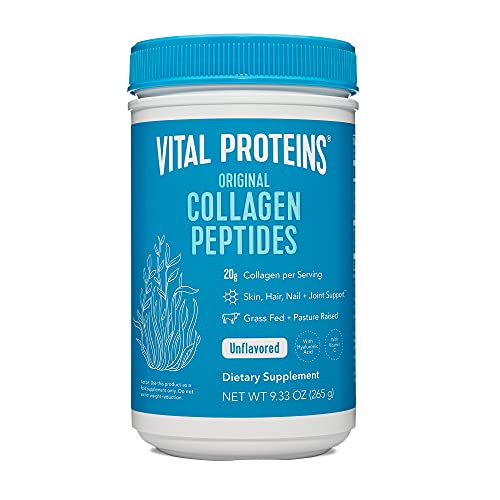 Vital Proteins Collagen Peptides Powder, 9.33 oz, Unflavored with Hyaluronic Acid and Vitamin C - Deborah Elizabeth Beauty